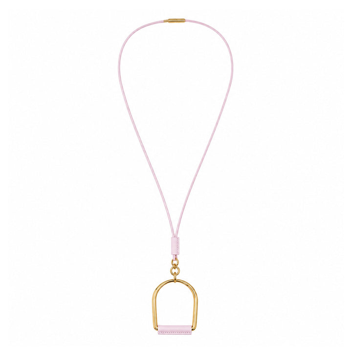 Hermès Heritage Equestre Large Pendant Necklace in Mauve Pale