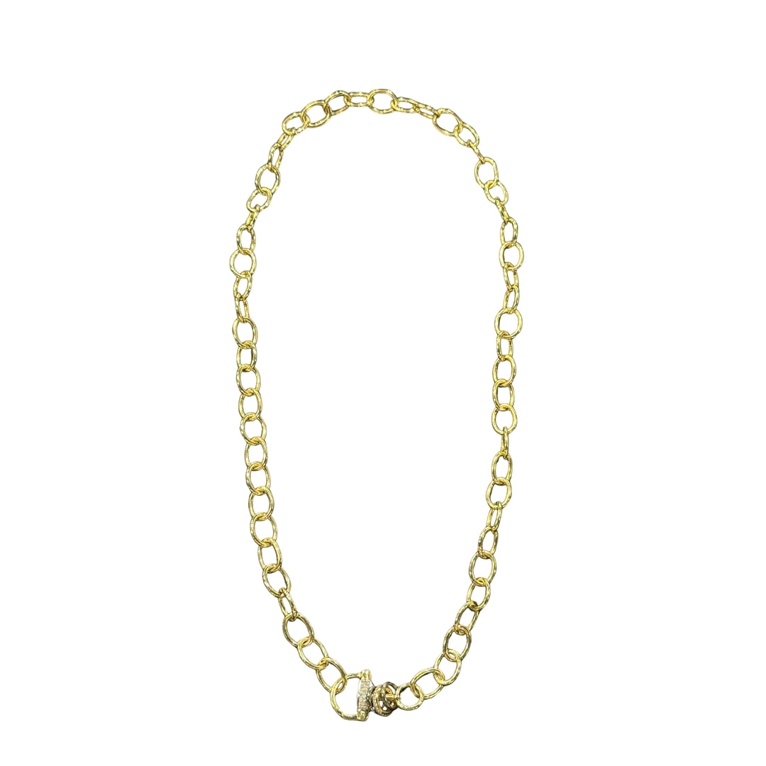 Long Gold Circle Link Necklace