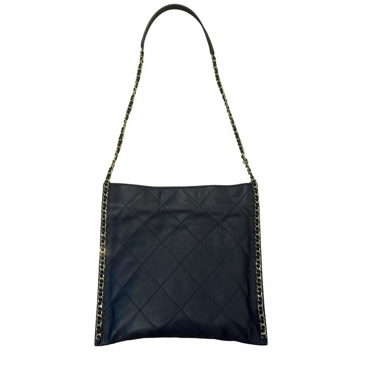 Chanel Flat Lambskin Shoulder Bag in black