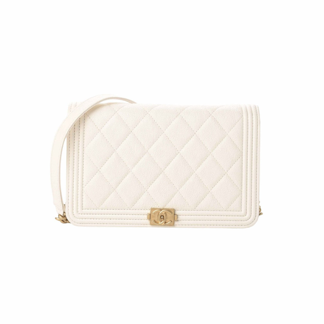 Chanel White Caviar Boy WOC
