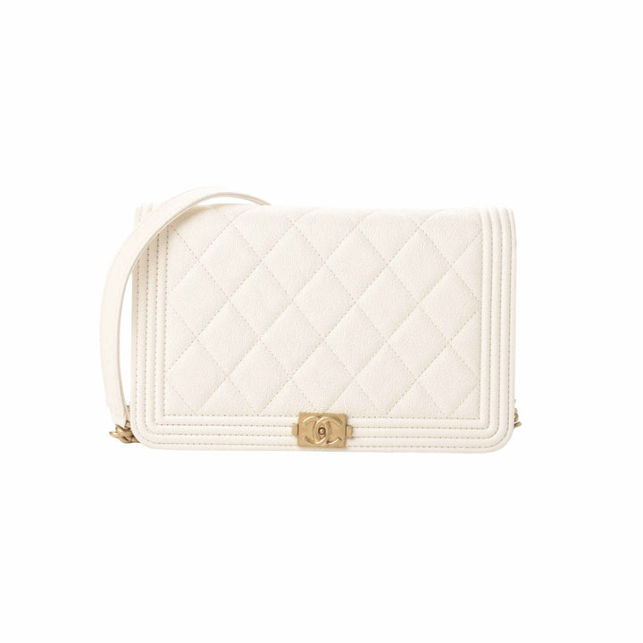 Chanel White Caviar Boy WOC