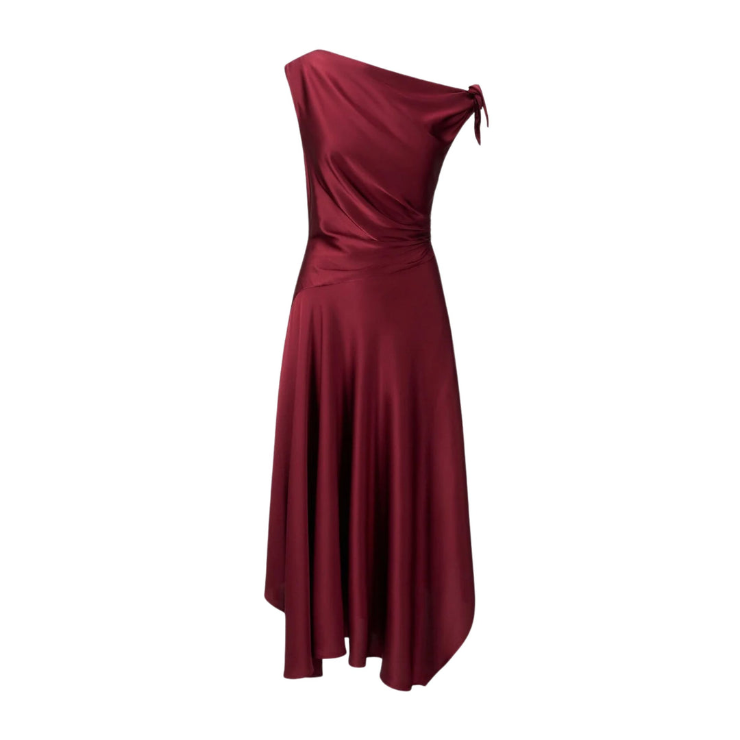 Portia Silk Dress in Carmino