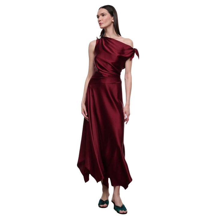 Portia Silk Dress in Carmino