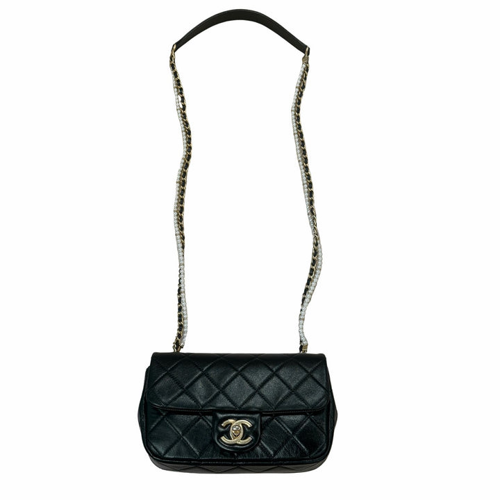 Chanel Pearl Chain Flap Bag in Black