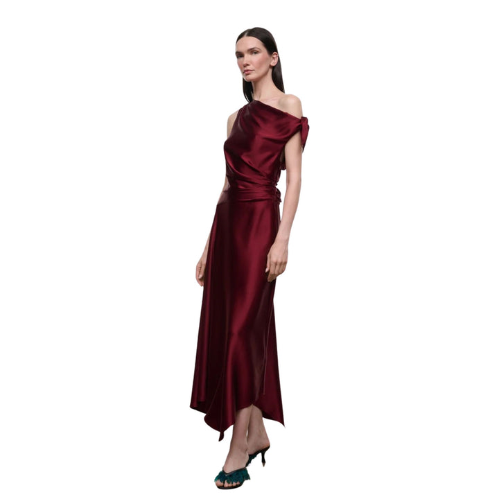 Portia Silk Dress in Carmino