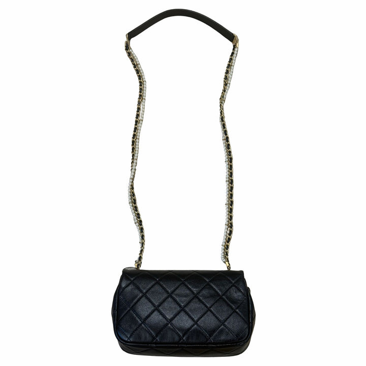 Chanel Pearl Chain Flap Bag in Black