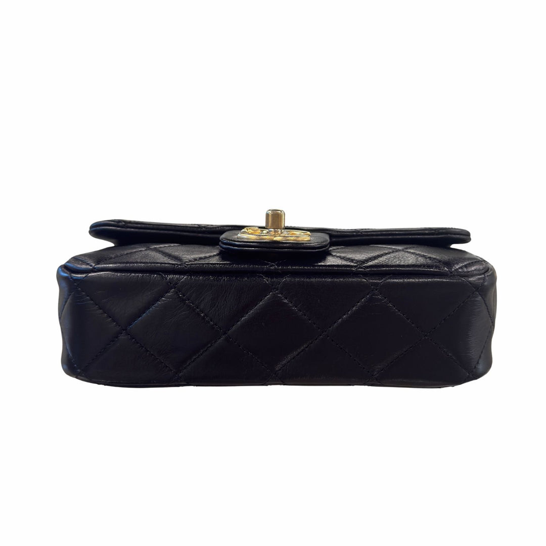 Chanel Pearl Chain Flap Bag in Black