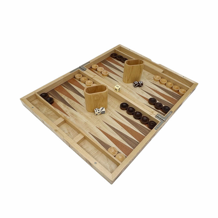 Backgammon 15" Natural Burl Tan