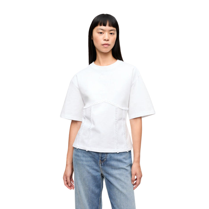 Heavy Cotton Tie Back Waisted T-Shirt - Bright White