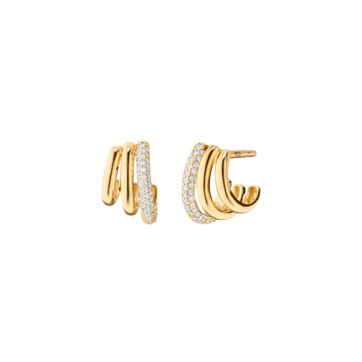 18K Yellow Gold Rings of Saturn Earring with Pave Diamonds