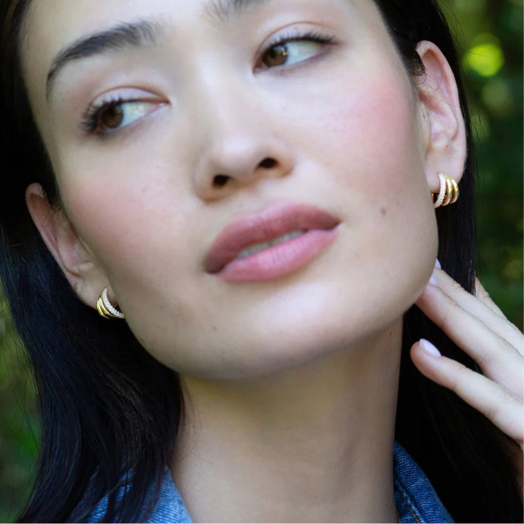 18K Yellow Gold Rings of Saturn Earring with Pave Diamonds