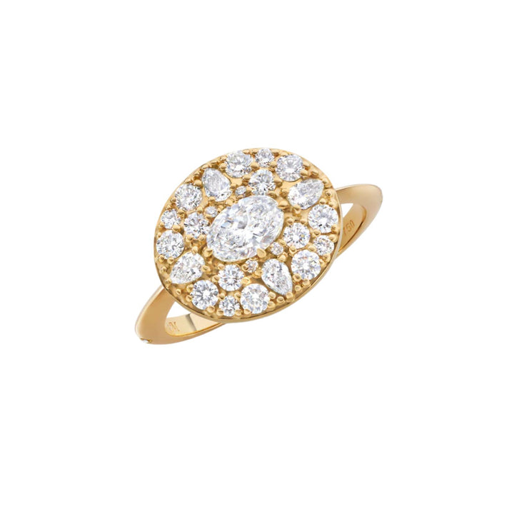 "Points North" Oval Ring w/Pear & Round Diamonds - Size 8