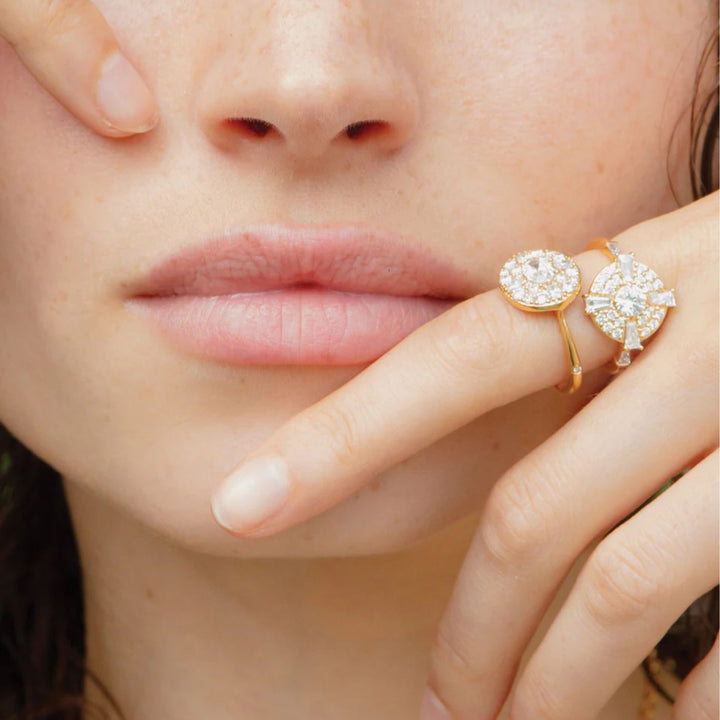 "Points North" Oval Ring w/Pear & Round Diamonds - Size 8