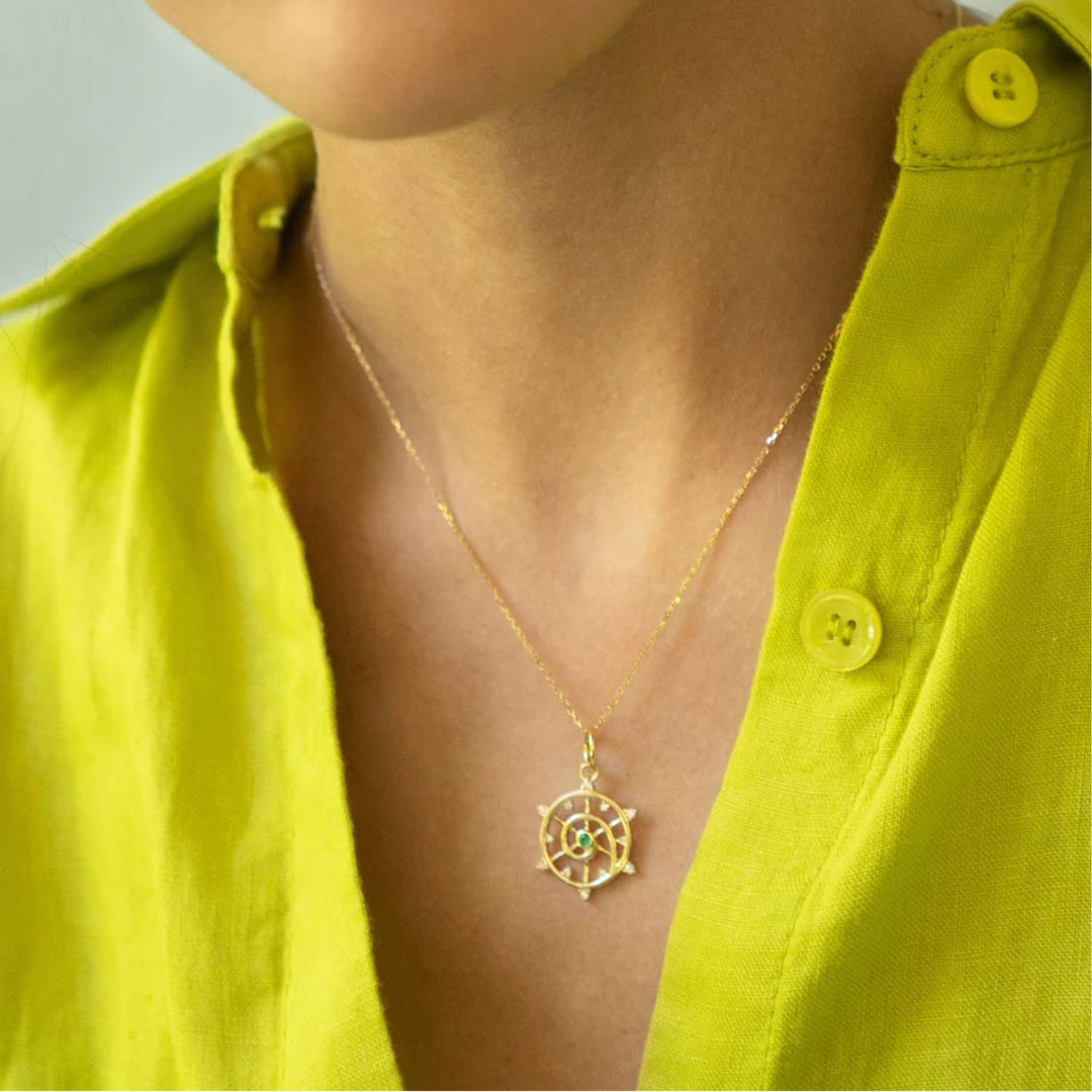 Mini "Venus" Charm with Emerald and Diamonds