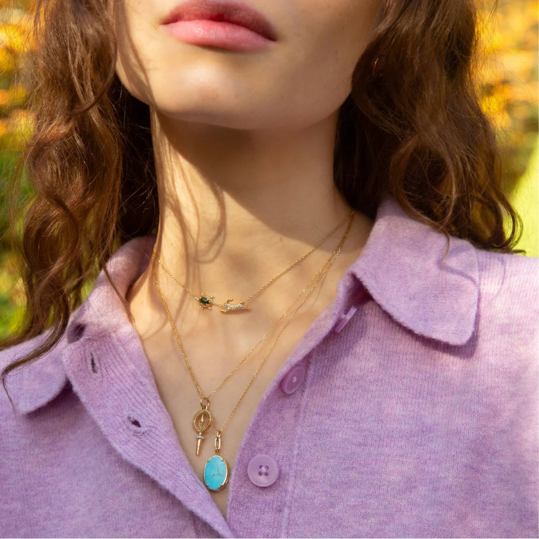 Kingman Turquoise Oval Locket on 17" Chain
