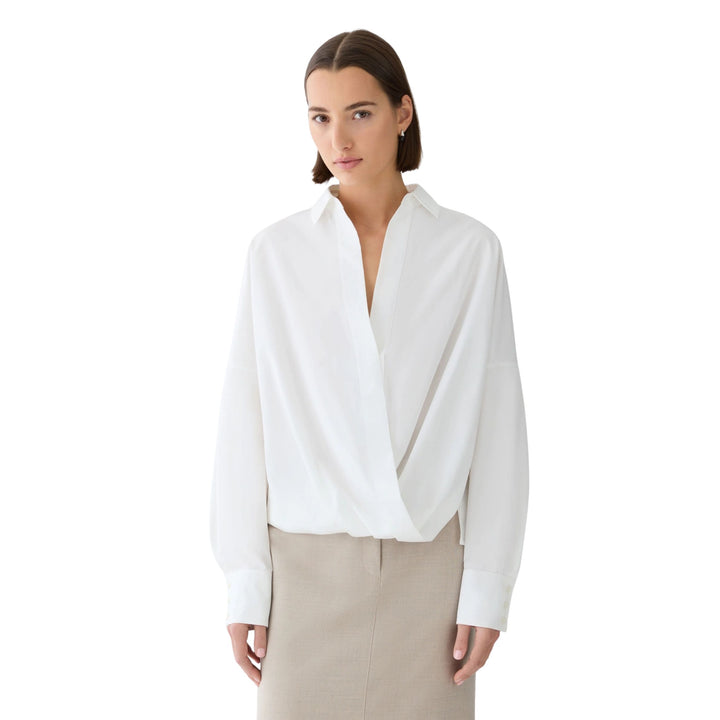 Organic Cotton Poplin Popover Wrap Shirt