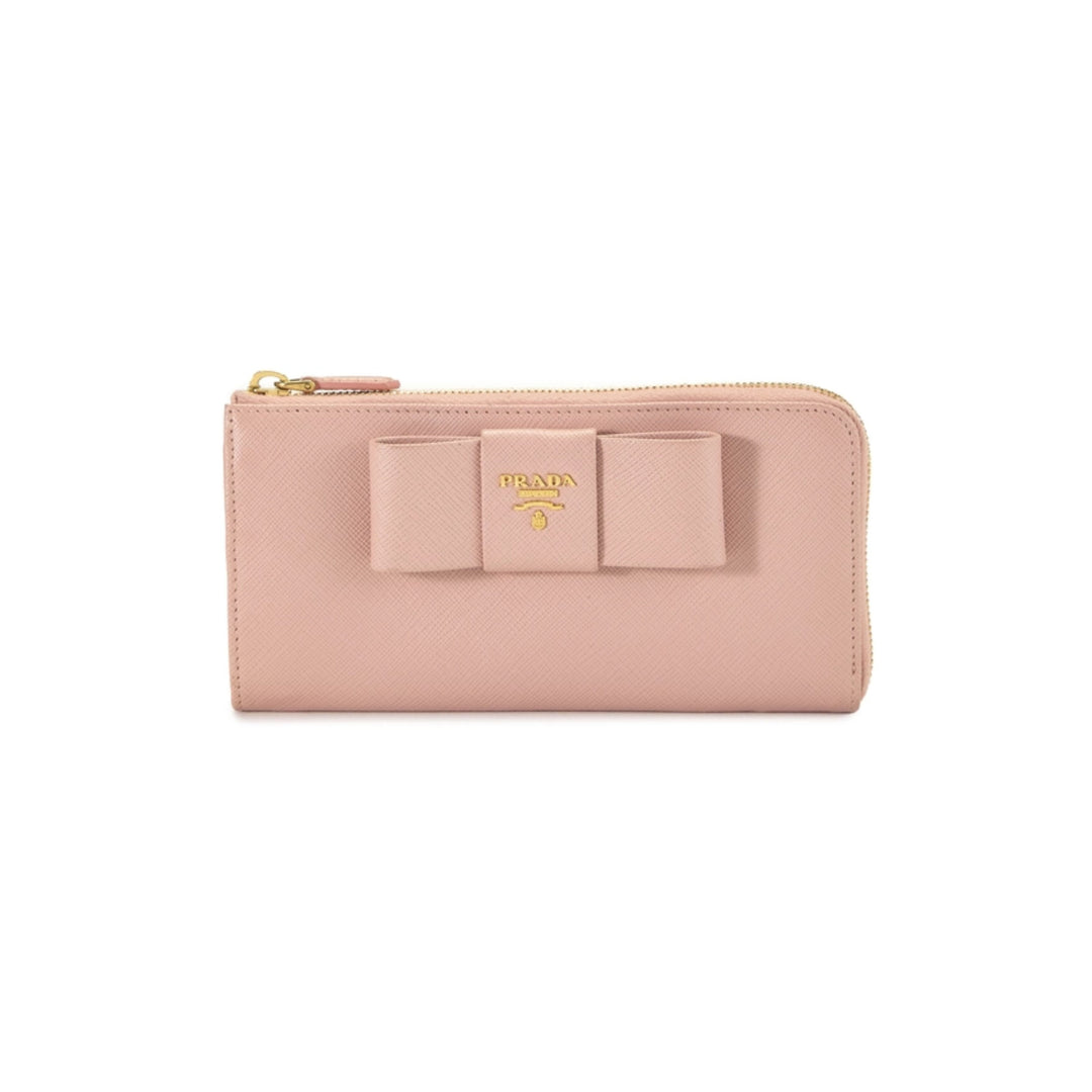Prada Bow Zip-Around Wallet in Pink