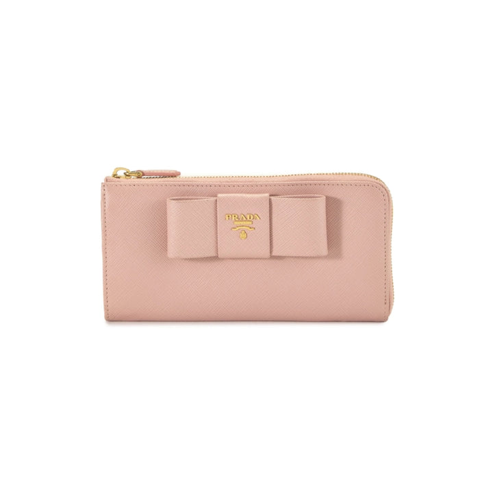 Prada Bow Zip-Around Wallet in Pink