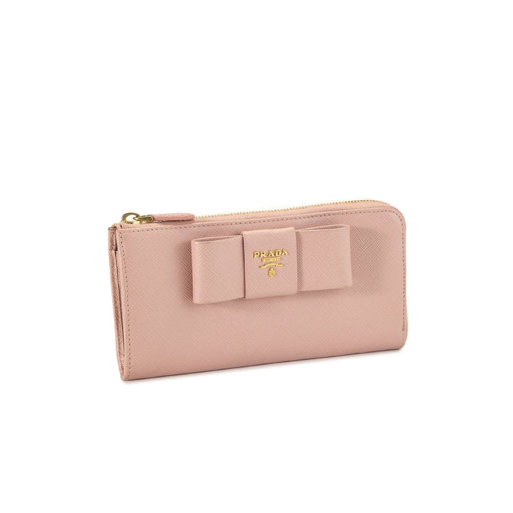 Prada Bow Zip-Around Wallet in Pink