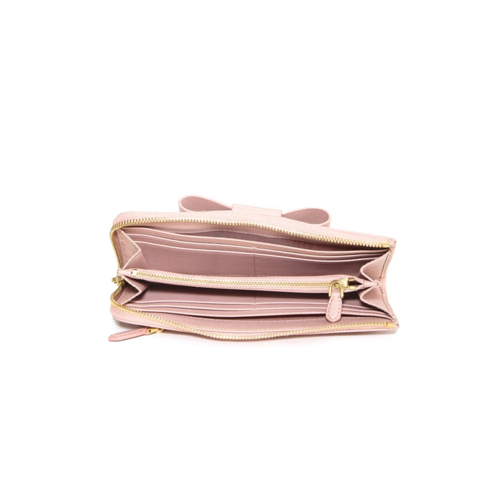 Prada Bow Zip-Around Wallet in Pink