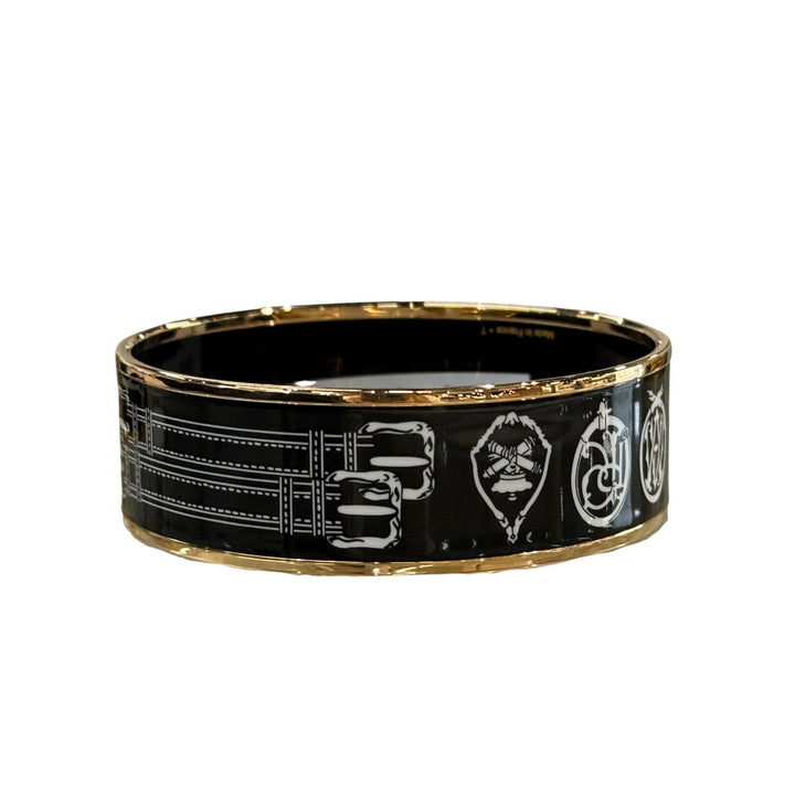 Hermès Wide Enamel Bangle in Black/White