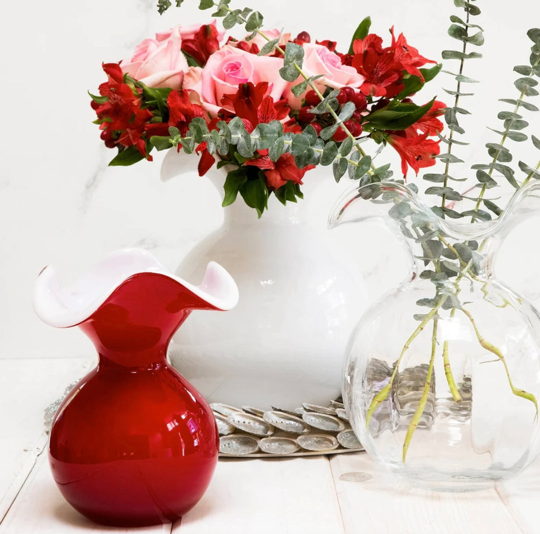 Hibiscus Glass White Medium Flutted Vase