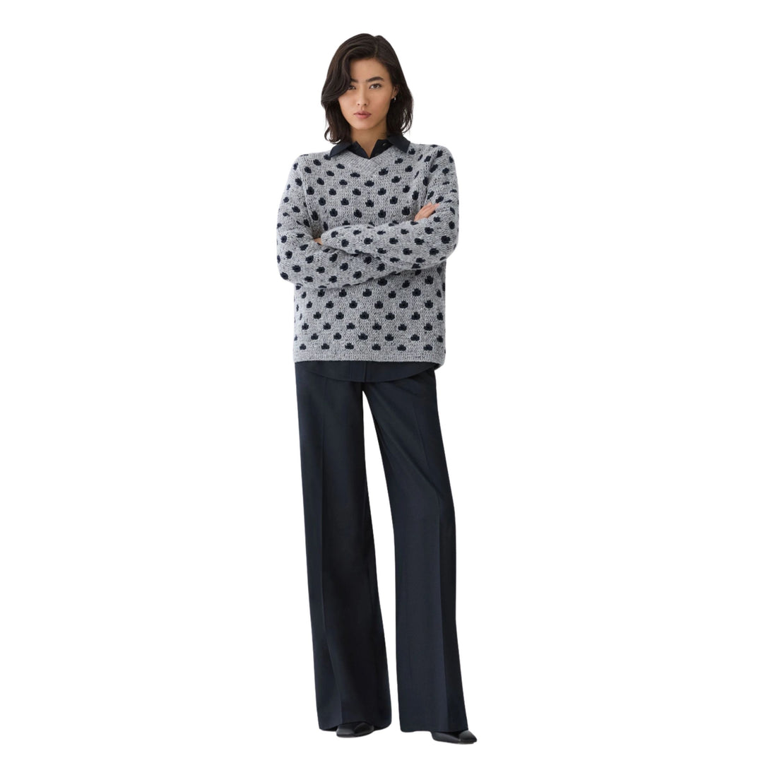 Dot Jacquard V-Neck Sweater