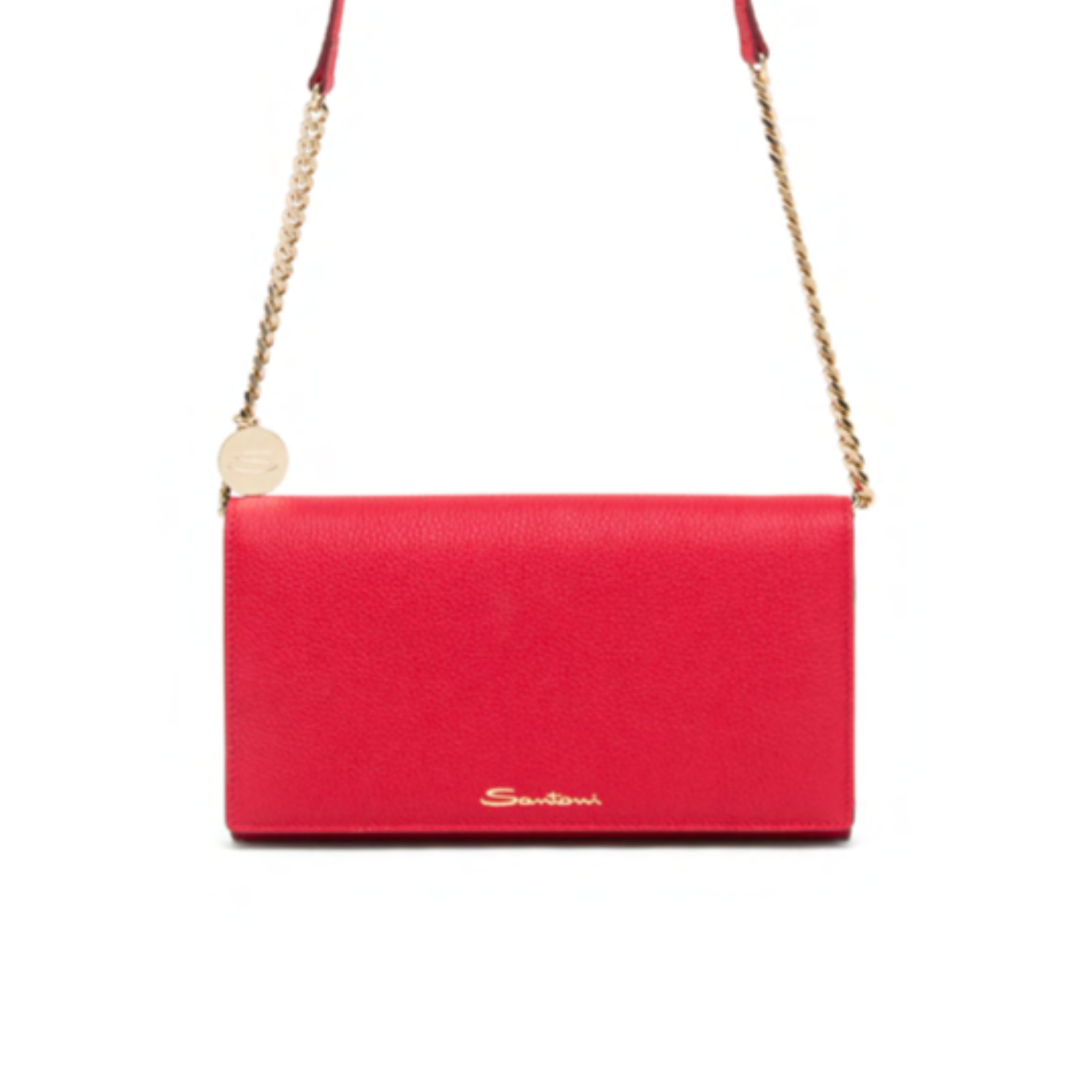 Red Leather Wallet-on-Chain Bag