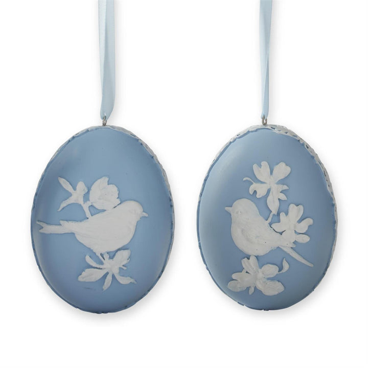 4" Blue & White Resin Egg