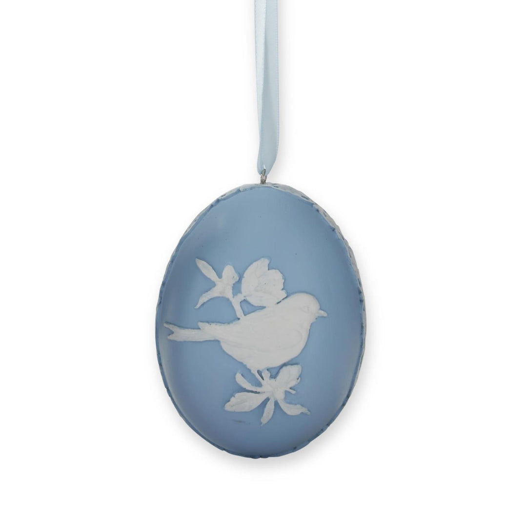 4" Blue & White Resin Egg