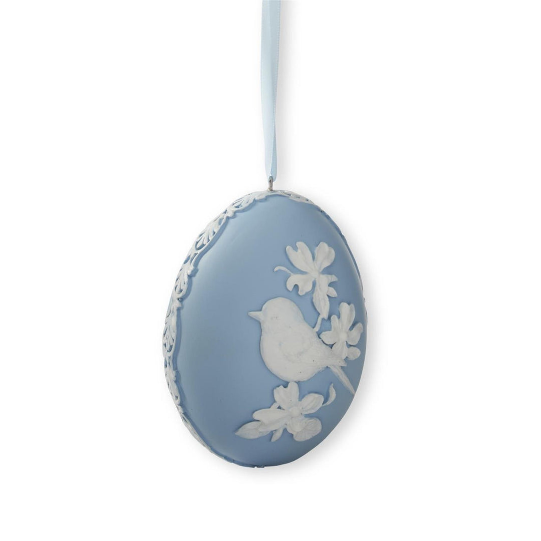 4" Blue & White Resin Egg