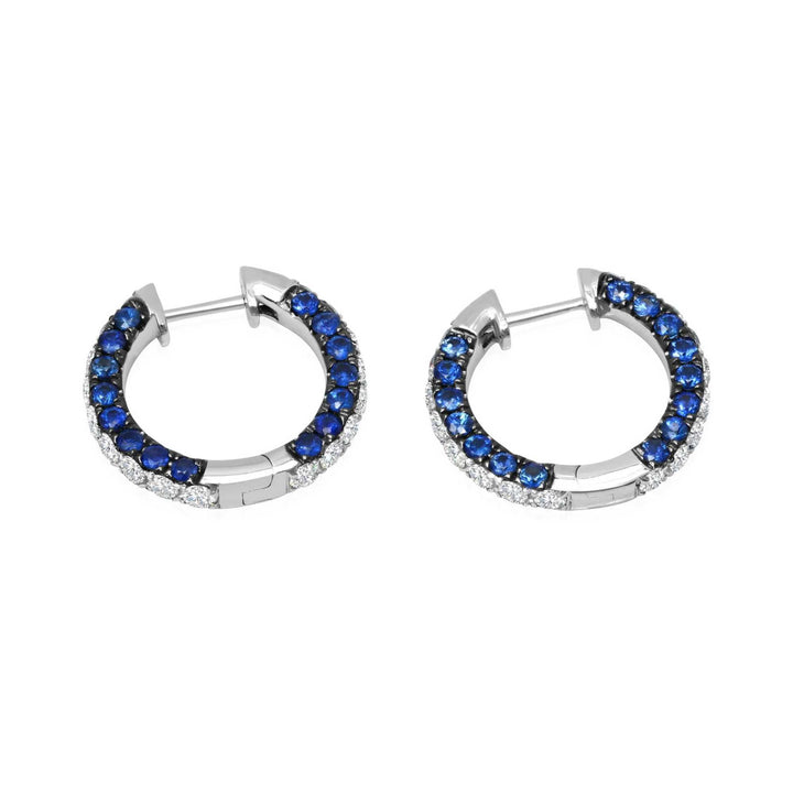Gemstone & Diamond 3 Sided Hoop Earrings - No Color - NONE