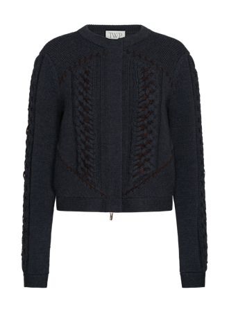 Suede Cable Sweater Jacket