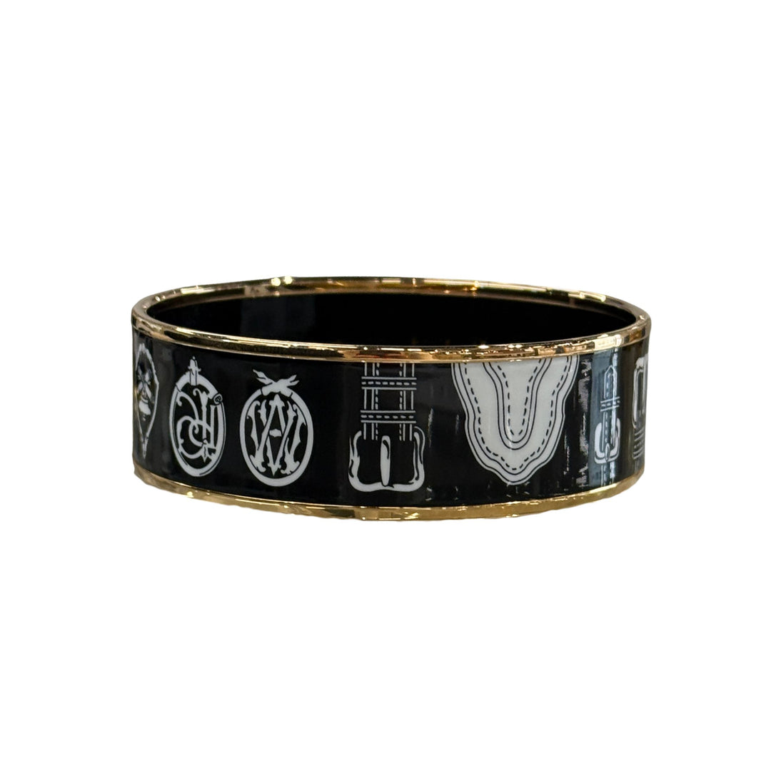 Hermès Wide Enamel Bangle in Black/White