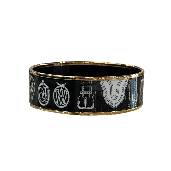 Hermès Wide Enamel Bangle in Black/White