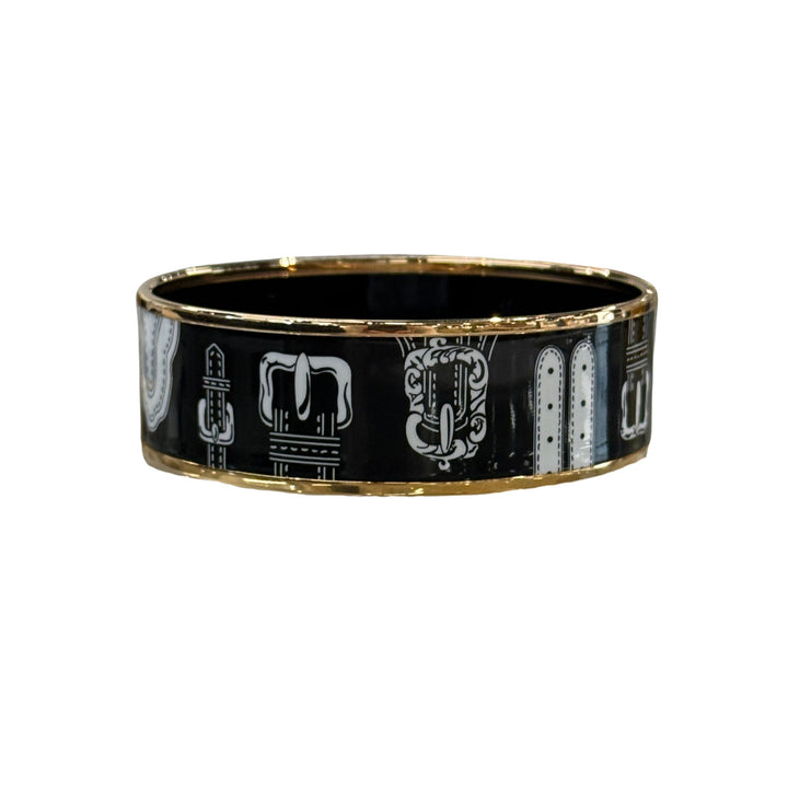 Hermès Wide Enamel Bangle in Black/White