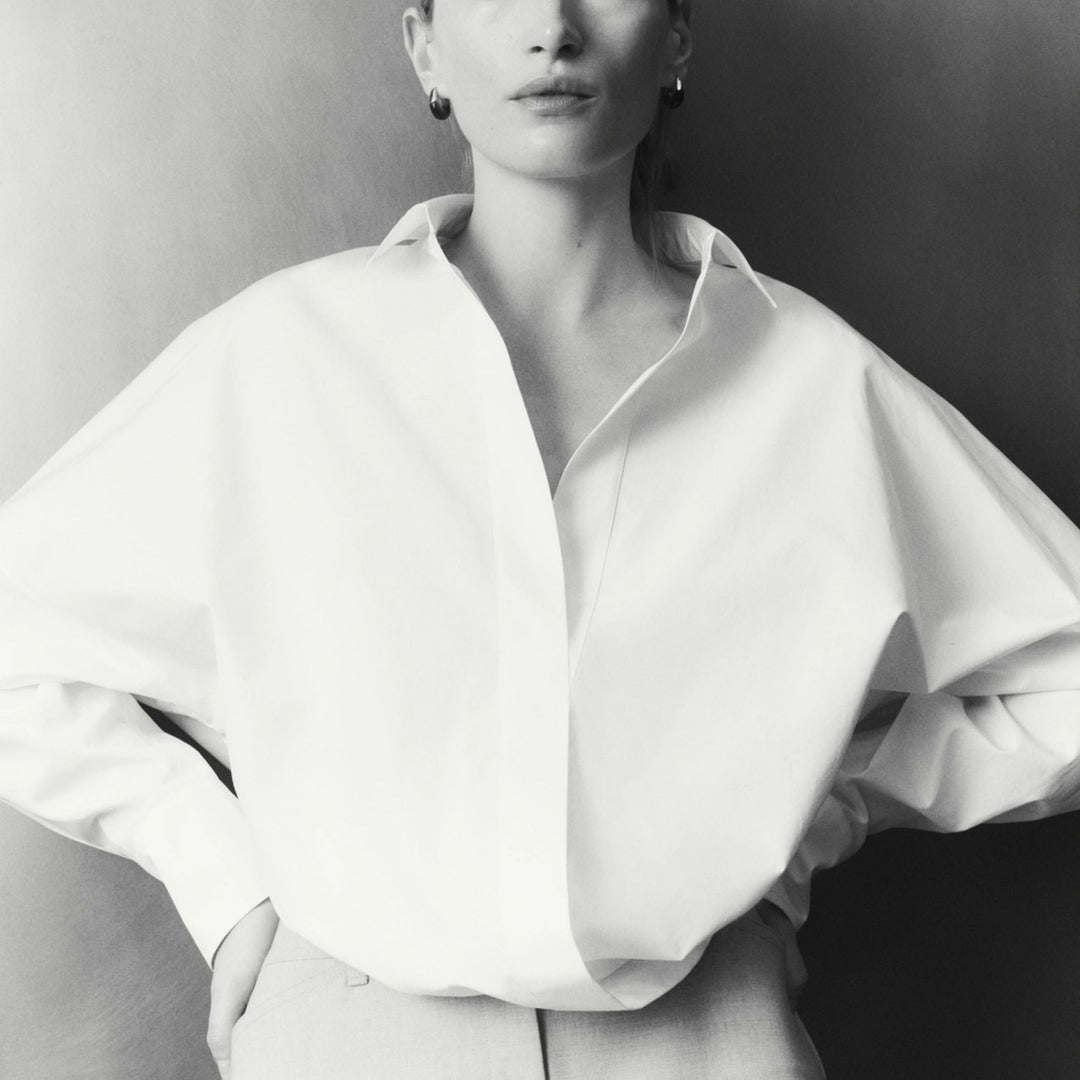 Organic Cotton Poplin Popover Wrap Shirt