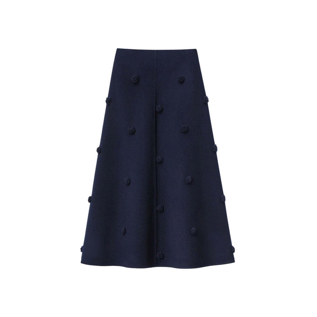 Wool-Cashmere Embellished Polka Dot Skirt