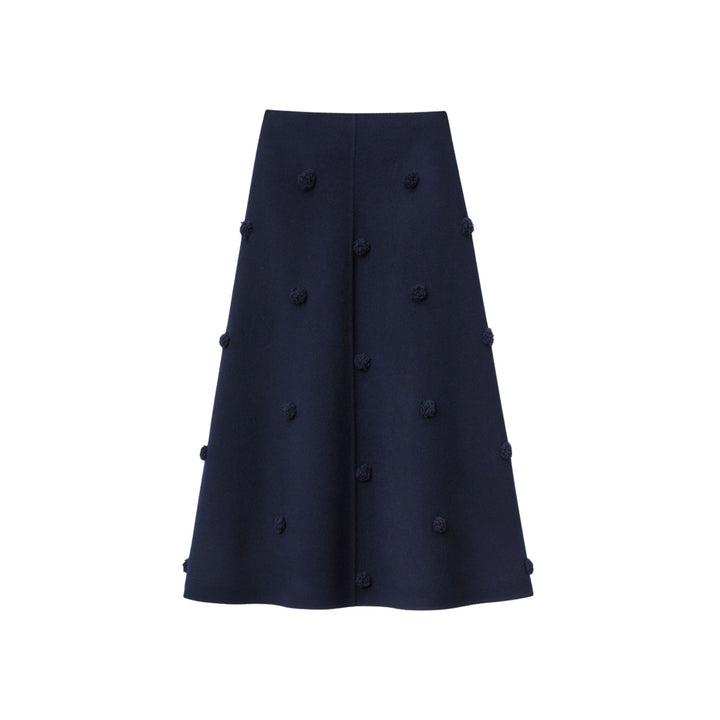Wool-Cashmere Embellished Polka Dot Skirt