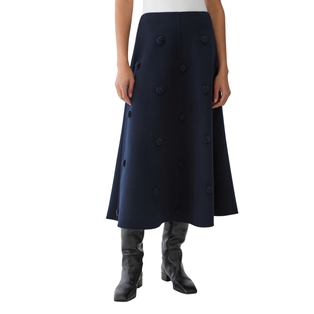 Wool-Cashmere Embellished Polka Dot Skirt