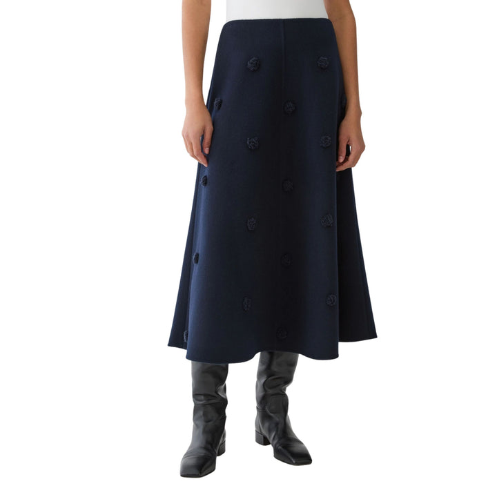 Wool-Cashmere Embellished Polka Dot Skirt
