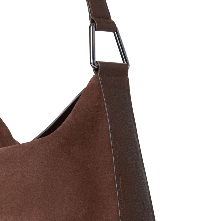 Anna Medium Hobo Suede Bag - Chocolate