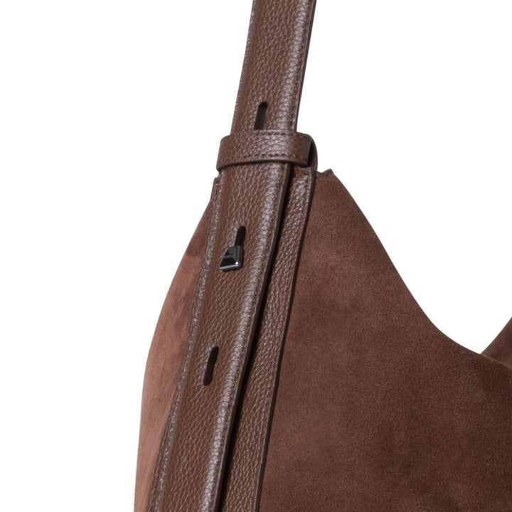 Anna Medium Hobo Suede Bag - Chocolate