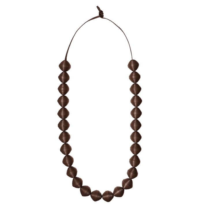 Leather Beads Necklace in Espresso