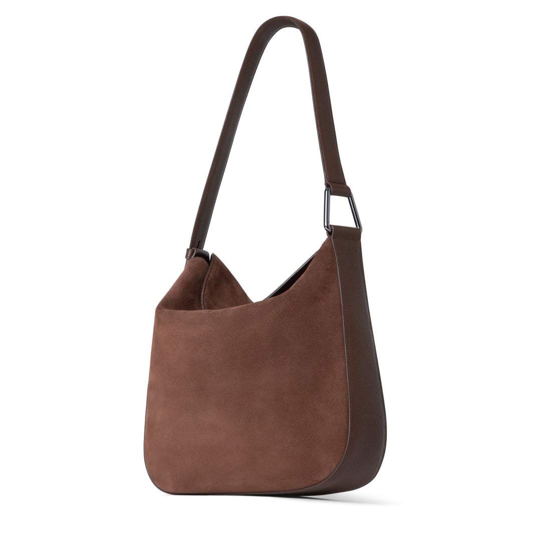 Anna Medium Hobo Suede Bag - Chocolate
