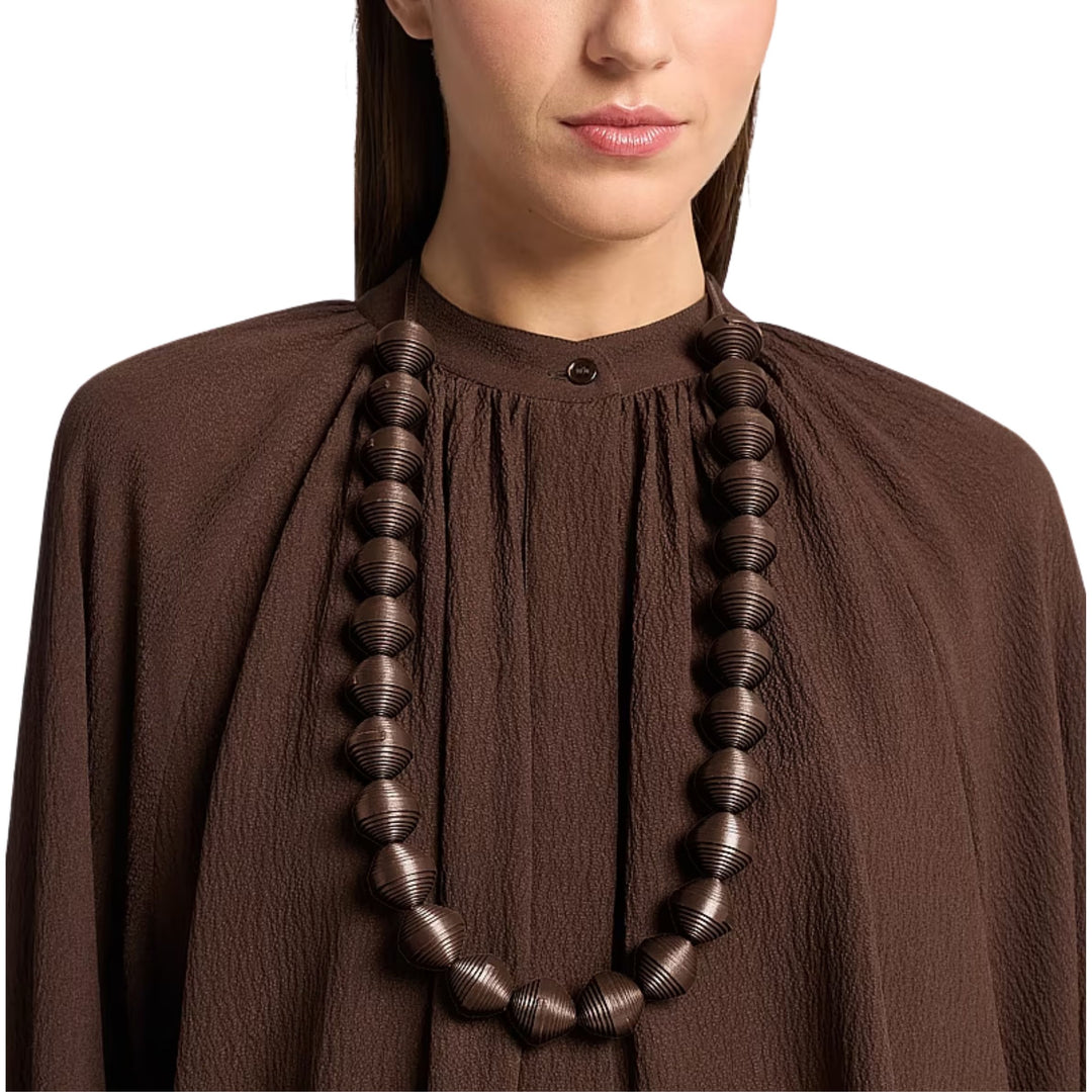 Leather Beads Necklace in Espresso
