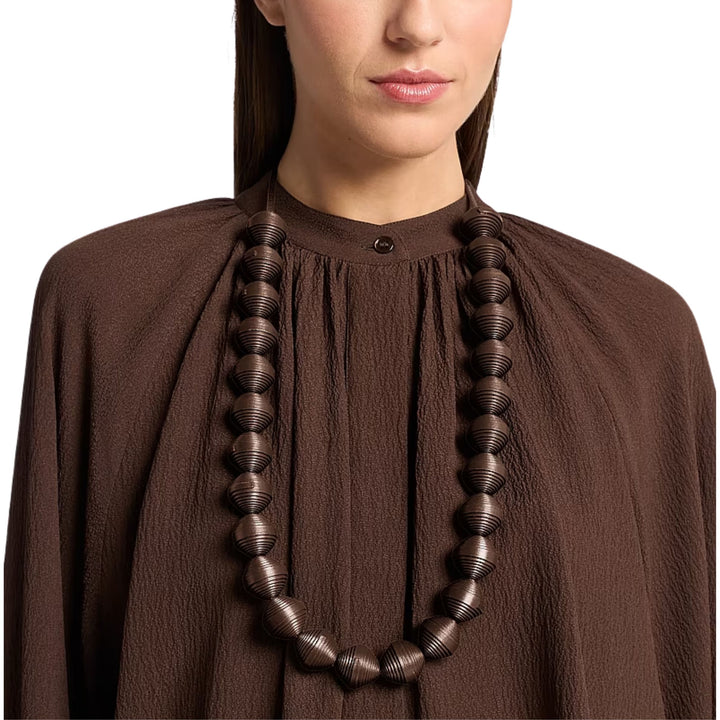 Leather Beads Necklace in Espresso