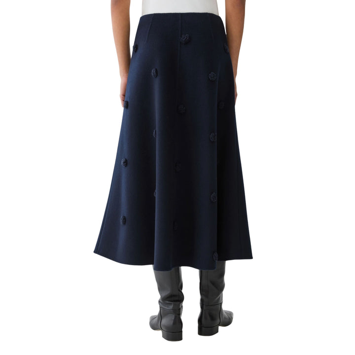 Wool-Cashmere Embellished Polka Dot Skirt