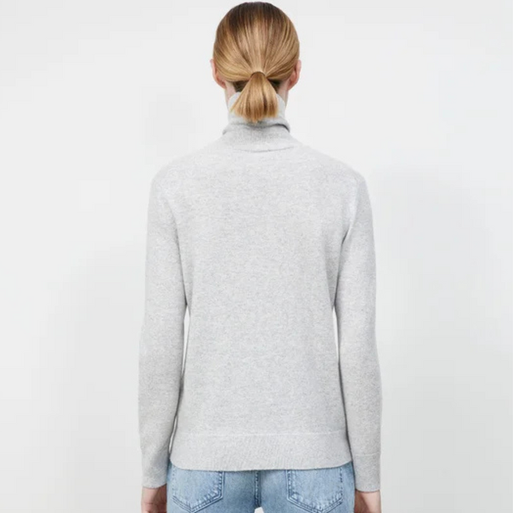 Cashmere Turtleneck Sweater in Grey Heather
