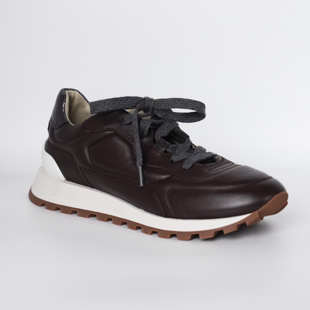 Dark Brown Leather Sneakers